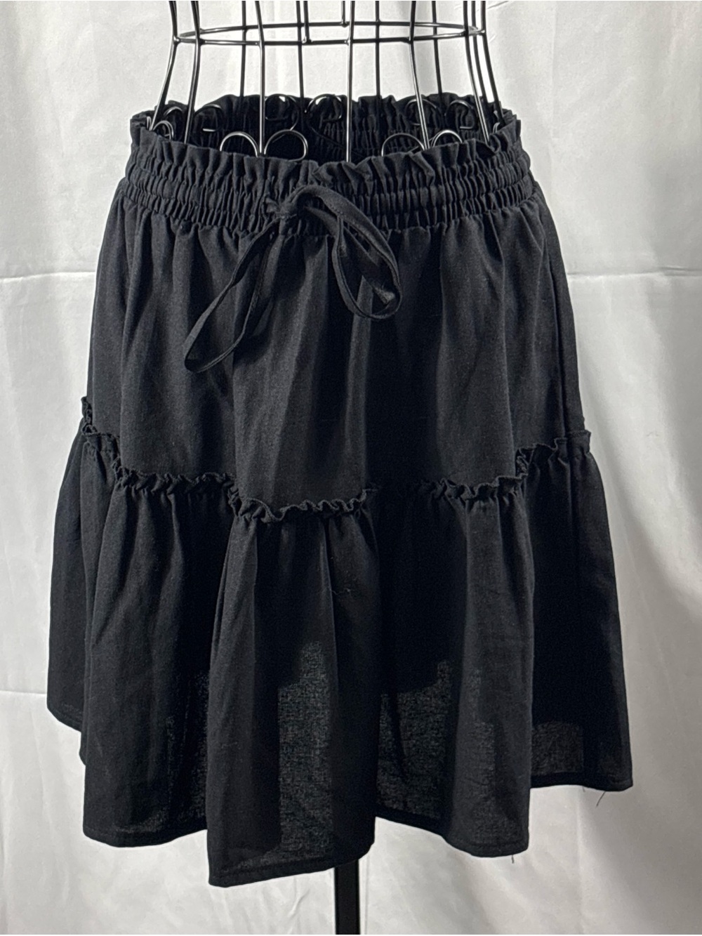 Zenana Outfitters Black Tiered Drawstring Skirt